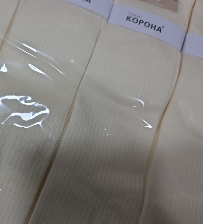 Гольфи /підколінки "Корона" BY-727-7 кашемір жіночі, р. 36-41 -(Молочні /однотонні в дрібний рубчик) -уп. 10 шт
