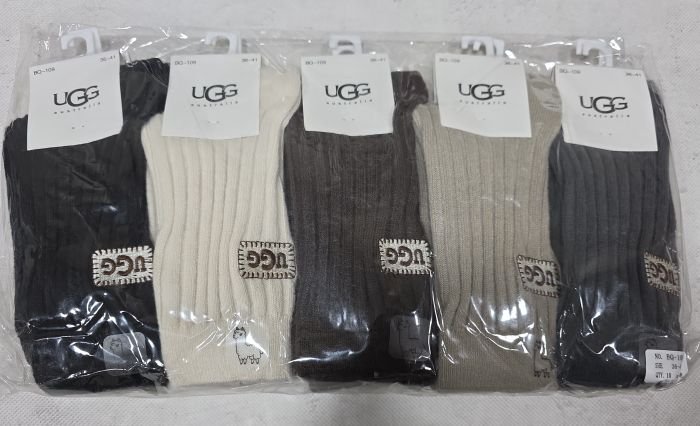Шкарпетки "U.G.G." ВQ-109 вовна лами жіночі, р. 36-41 -асорті -(однотонні в рельєфний рубчик +з написом U.G.G) -уп. 10 шт