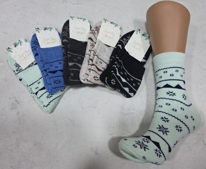 Шкарпетки "NiceSocks" 501-5 махрові жіночі, р. 36-40 -випадкове асорті -(Махра -в орнамент з маленьких ромбиків, різних сніжинок і хвилястих ліній по всій шкарпетці) -уп. 10 шт
