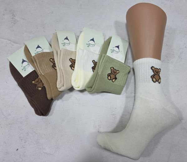 Шкарпетки "NiceSocks" 540-СМ махрові бавовняні жіночі, р. 36-40 -асорті-(Махра/ кольоровий мікс +на гумці в рубчик великий ведмедик) -уп. 10 шт