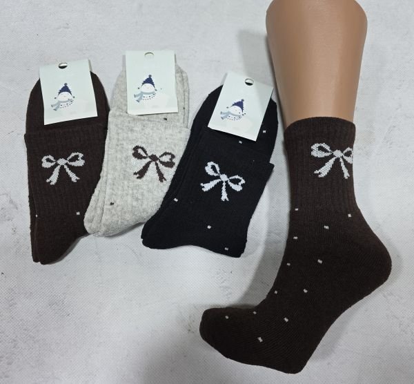 Шкарпетки "NiceSocks" 5713 махрові жіночі, р. 36-40 -асорті -(Махра -в горошок +на гумці в рубчик бант) -уп. 12 шт