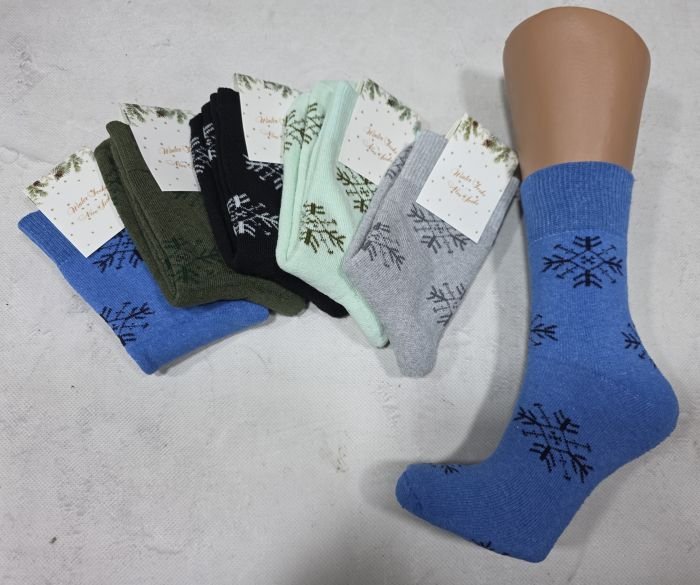 Шкарпетки "NiceSocks" 5116 махрові жіночі, р. 36-40 -асорті -(Махра -однотонні +сніжинки по всій шкарпетці) -уп. 10 шт