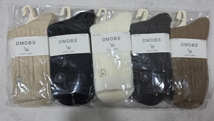 Шкарпетки "DMDBS" BQ-026 вовна лами жіночі, р. 36-41 -асорті -(Високі /однотонні в рельєфний візерунок) -уп. 10 шт