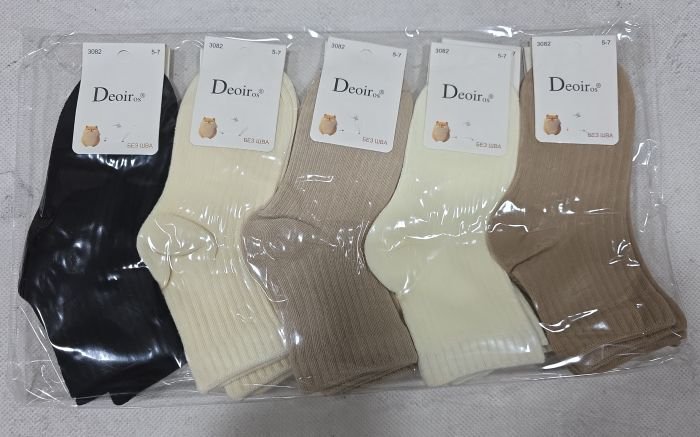 Шкарпетки "Deoiros" 3082 стрейч /cotton дитячі р. 3-5, 5-7, 7-9 років -асорті -(Однотонні в рельєфний рубчик) -уп. 10 шт