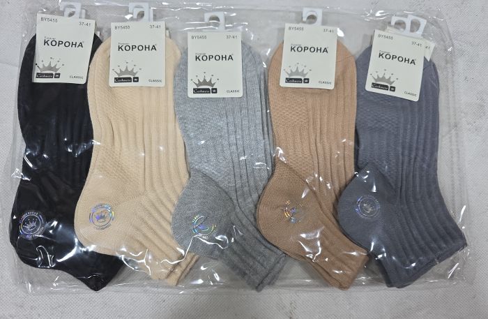 Шкарпетки "Корона" ВY-5455 кашемір жіночі, р. 37-41 -асорті -(Укорочені /однотонний мікс у рельєфний рубчик) -уп. 10 шт
