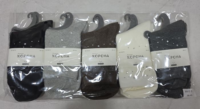 Шкарпетки "Корона" ВY-5672-2 стрейч /cotton жіночі, р. 36-41 -асорті -(Високі в дрібний рубчик +з камінцями під гумкою) -уп. 10 шт