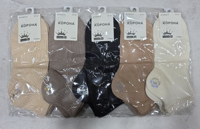 Шкарпетки "КОРОНА" ВY-5455-8 кашемір жіночі, р. 37-41 -(Укорочені/ кавовий мікс у рубчик) -уп. 10 шт