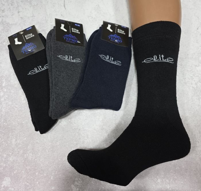 Шкарпетки "Дукат-Elite Socks Termo" М-5219-02 махрові чоловічі, р. 41-45 -(Махра/ асорті -з вишивкою Elite) -уп. 12 шт