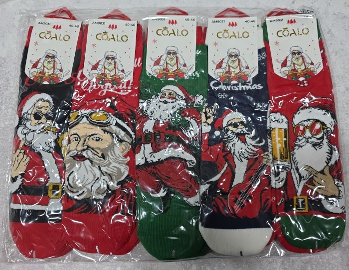 Шкарпетки "Coalo" АM-9031 стрейч cotton чоловічі, р. 40-46 -асорті -(Мікс веселих новорічних Сант -чол.) -уп. 10 шт