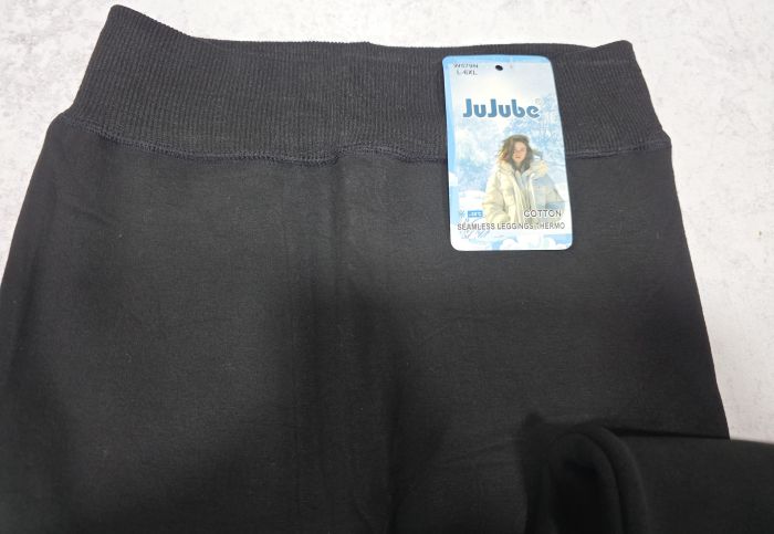 Лосини "JUJUBE" 579-N термо безшовні на товстому хутрі з бавовняним верхом +низ на манжеті, р. L/6xl-(46-50) -(чорні)