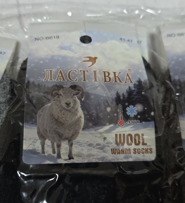 Шкарпетки "Ластівка" В-619 шерстяні на махрі чоловічі, р. 41-47 -асорті -(Меланжеві з пухнастою ниткою -чол.) -уп. 12 шт