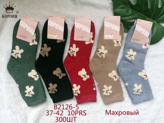 Шкарпетки "Корона" В2126-5 термо махрові жін, р. 37-42 -асорті -(Кольорові + бежеві ведмедики по всій шкарпетці) -уп. 10 шт.