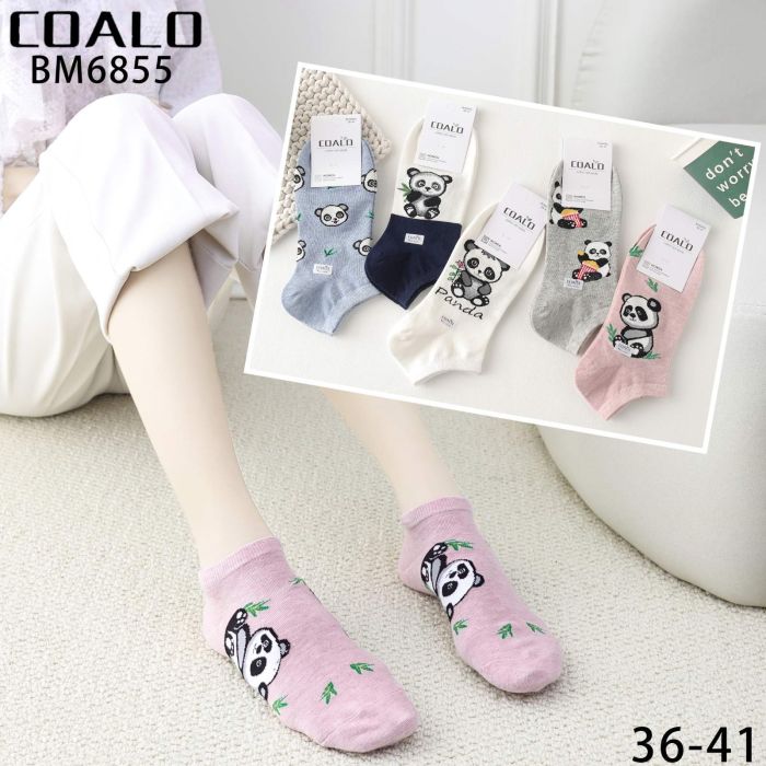 Шкарпетки "COALO" BМ6855 стрейч /cotton жіночі, р. 36-41 -(короткі /кольорові +мікс різних панд) - уп. 10 шт