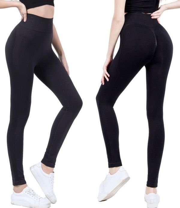 Лосини "Kenalin" 0921 безшовні гладкі з ефектом пуш-ап (Push-up) +широкий пояс, р. L/4XL-(44-48) -(чорні)