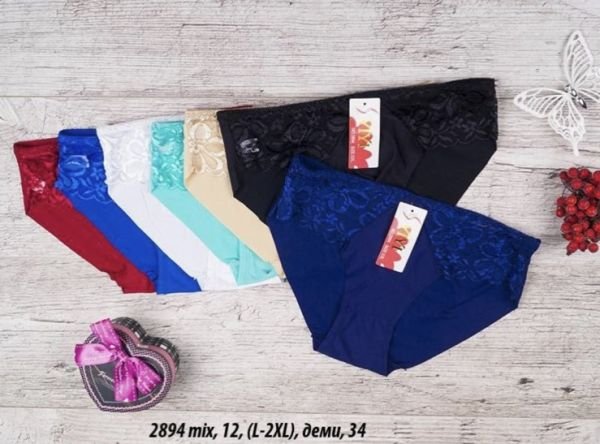 Жіночі труси "YIYI" 2894 мікрофібра безшовні з лазерною обробкою, L, xl, 2xl -(40-42, 42-44, 44-46) -асорті -(однотонні +спереду мереживі вставки) -уп. 12 шт