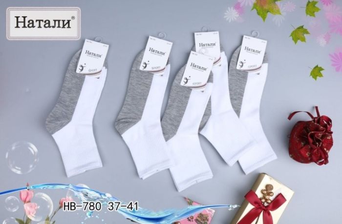 Шкарпетки "Наталі" HB-780 стрейч /cotton жіночі, р. 37-41 -(Теніс /білий верх +сірий низ +висока гумка в рубчик -жін.) - уп. 10 шт