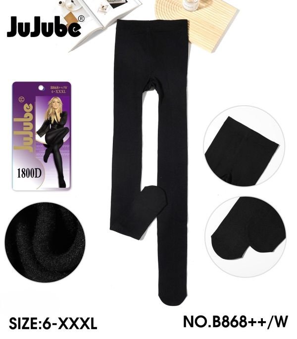 Колготки "JUJUBE" 868++ №6 на байці р. 50-54 /2 шва -(чорні) -уп.1 шт.