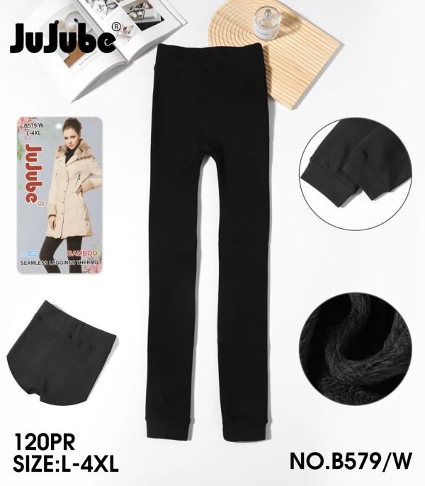 Лосини "JUJUBE" 579 безшовні на товстому хутрі, низ на манжеті, р. L/4XL-(46-52) -(чорні)