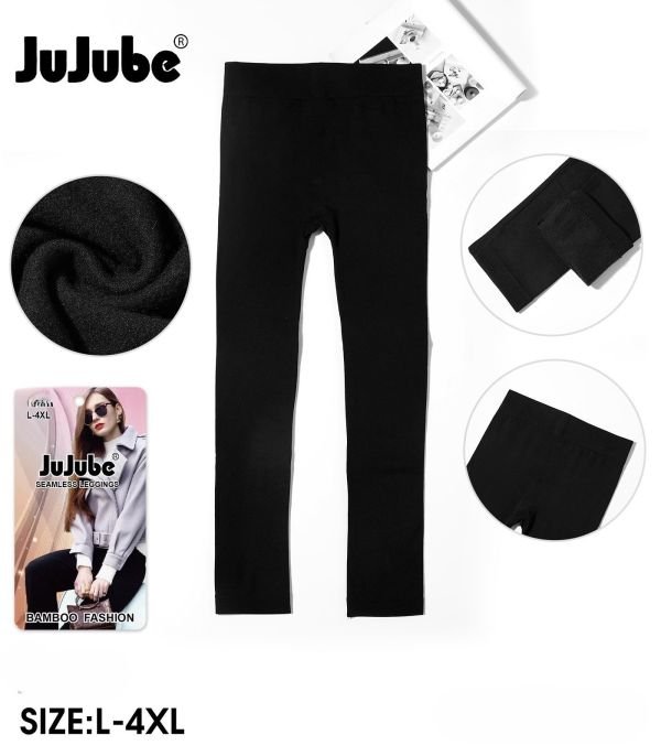Лосини "JUJUBE" 822 безшовні на байці, р. L/4XL-(48-52) -(чорні)
