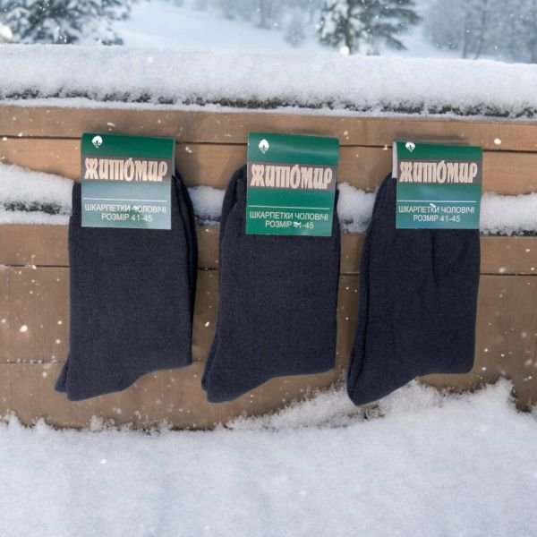 Шкарпетки "Дукат-Житомир" М-4151-01 махрові чоловічі (зелена етикетка) р. 41-45 -(Махра -чорні) -уп. 12 шт