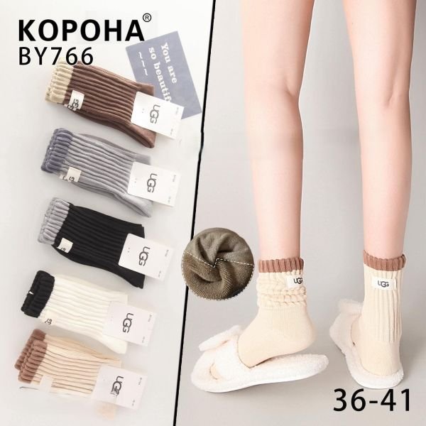 Шкарпетки "КОРОНА /U..G" BY-766 під уггі з махровою стопою жіночі, р. 36-41 -асорті -(однотонні з високою гумкою в рубчик +ззаду емблема U..G) -уп. 10 шт