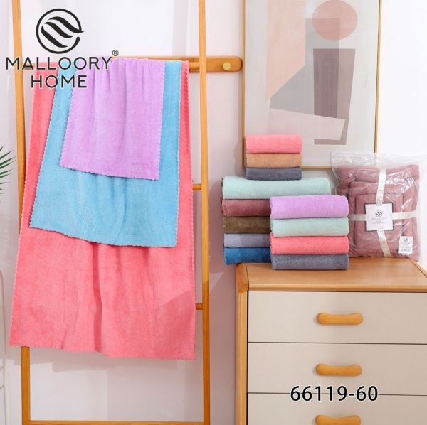 Набір рушників "Велюр-3в1" 66119-60 мікрофібра-травка, р. 140*70, 100*50, 70*35 -(3в1 -однотонний /кольоровий з хвилястими краями -без вибору кольору!!!)