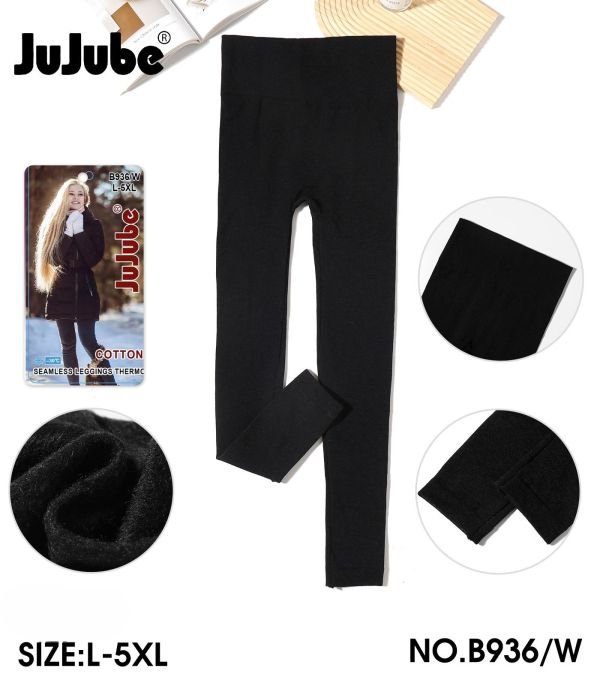 Лосини "JUJUBE" 936-W безшовні з бавовняним верхом на хутрі +широкий пояс, р. L/5xl-(46-50) -(Графітовий меланж)