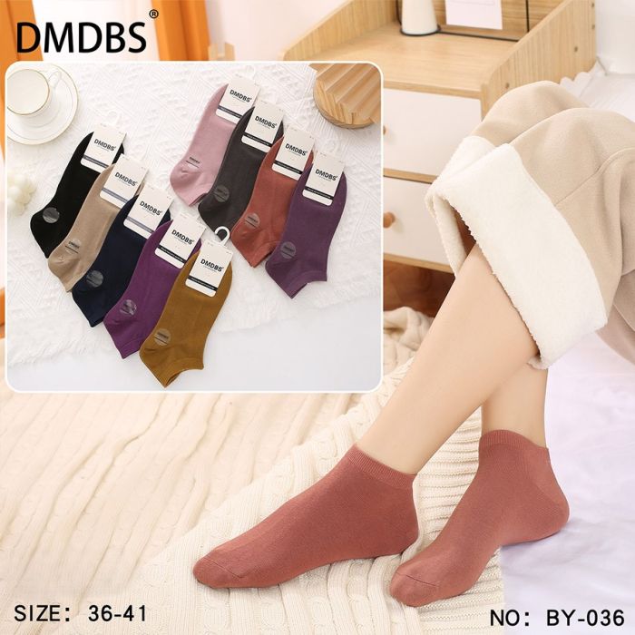 Шкарпетки "DMDBS" BY-036 стрейч / cotton жіночі, р. 36-41 -асорті -(Короткі / однотонні - темний кольоровий мікс) -уп. 10 шт