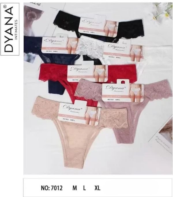 Жіночі труси "DYANA" 7012 мереживні з сіточкою, р. M, L, XL -(46, 48, 50) -асорті -(однотонні з мереживом) -уп. 12 шт