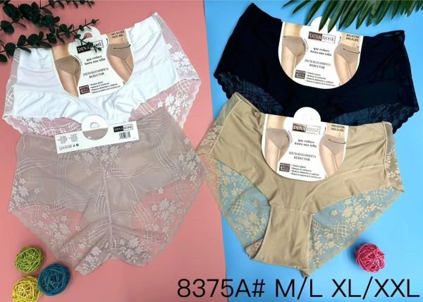 Жіночі труси "DINA Rose" 8375А нейлонові, р. M/L, XL/2XL -(48-50, 50-52) -асорті -(однотонні +ззаду гіпюр) -уп. 12 шт