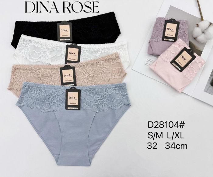 Жіночі труси "DINA Rose" 28104 бавовняні, р. S/M, L/XL -(46-48, 48-50) -асорті -(однотонні +під гумкою мереживо) -уп. 12 шт