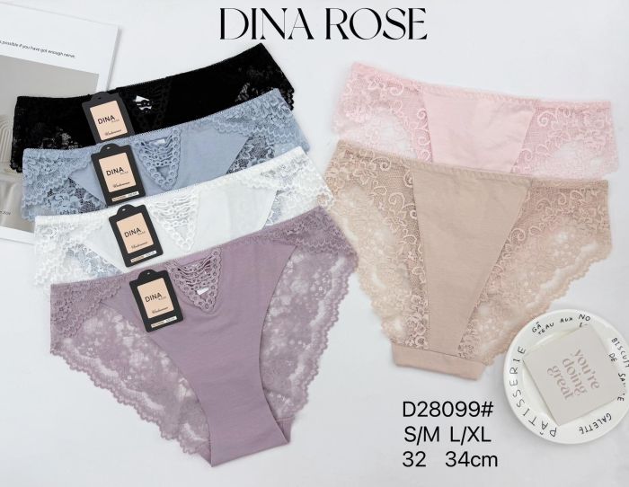 Жіночі труси "DINA Rose" 28099 бавовняні, р. S/M, L/XL -(46-48, 48-50) -асорті -(однотонні +ззаду мереживо) -уп. 12 шт