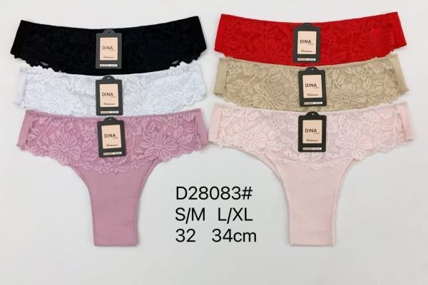 Жіночі труси "DINA Rose" 28083 бавовняні, р. S/M, L/XL -(44-46, 46-48) -асорті -(однотонні +під гумкою мереживо) -уп. 12 шт