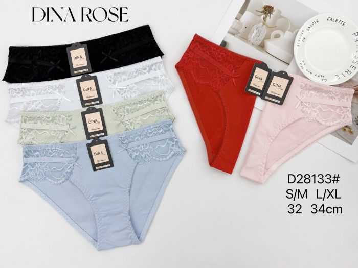 Жіночі труси "DINA Rose" 28133 бавовняні, р. S/M, L/XL -(46-48, 48-50) -асорті -(однотонні +спереду мереживі вставки) -уп. 12 шт