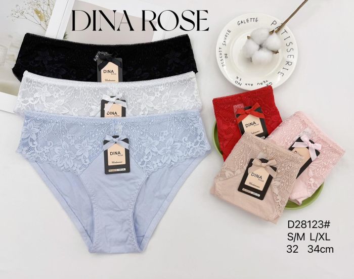 Жіночі труси "DINA Rose" 28123 бавовняні, р. S/M, L/XL -(46-48, 48-50) -асорті -(однотонні +спереду під гумкою мереживна вставка) -уп. 12 шт