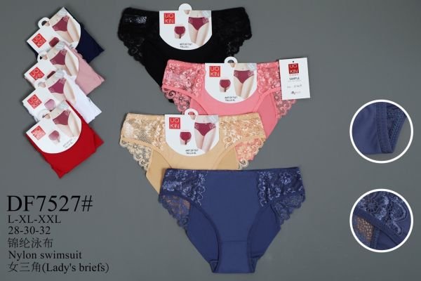 Жіночі труси "UOKIN" DF-7527 мікрофібра, р. L, xl, 2xl -(44, 46, 48) -асорті -(Однотонні мікрофібра з мереживом) -уп. 12 шт