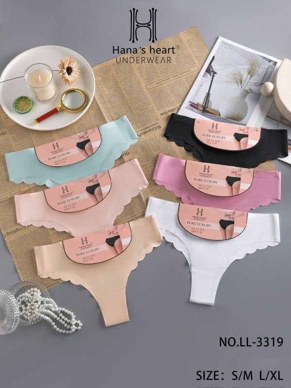Жіночі труси "Н /Hana`s heart /Invisi" LL-3319 мікрофібра з лазерною обробкою, р. S/M, L/XL -(44-46, 46-48) -випадкове асорті -(однотонні з хвилястими краями) -уп. 24 шт