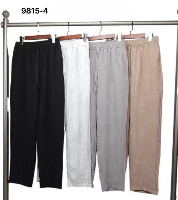 Прогулянкові штани "Kenalin" 9815-4 з легкої тканини, з прямим низом +спереду з боків кишені, р. 3XL/4XL-(42-46), 4XL/5XL-(44-48), 5XL/6XL-(46-50)