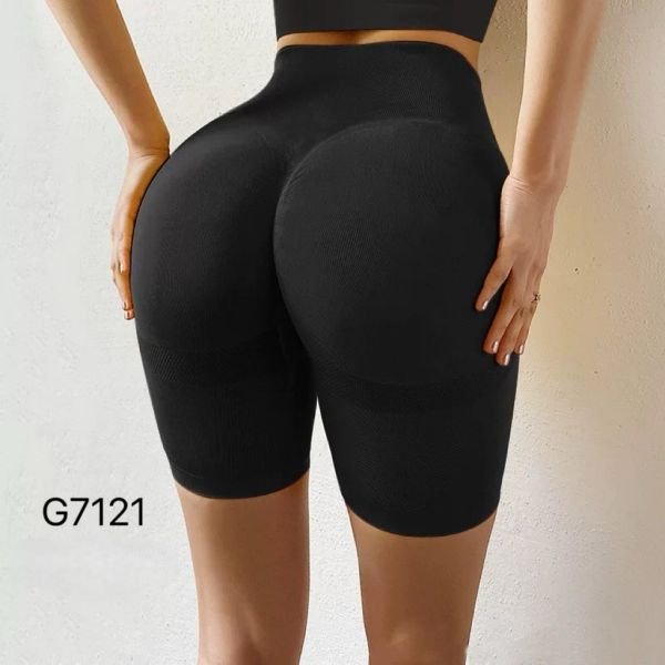 Треки /велосипедки "Король" G-7121 подовжені безшовні щільні з утяжкою +з боків лампаси в рубчик +позаду ефект пуш-ап (Push-up) +зверху широкий пояс, р. М-3XL-(40-46) -(чорні)