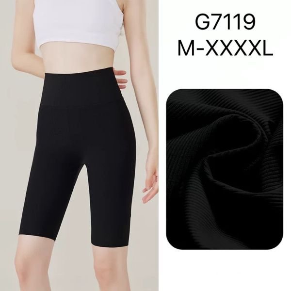 Треки /велосипедки "Король" G-7119 подовжені безшовні в рубчик з утяжкою +позаду ефект пуш-ап (Push-up) +зверху широкий пояс, р. М-3XL-(40-46) -(чорні)