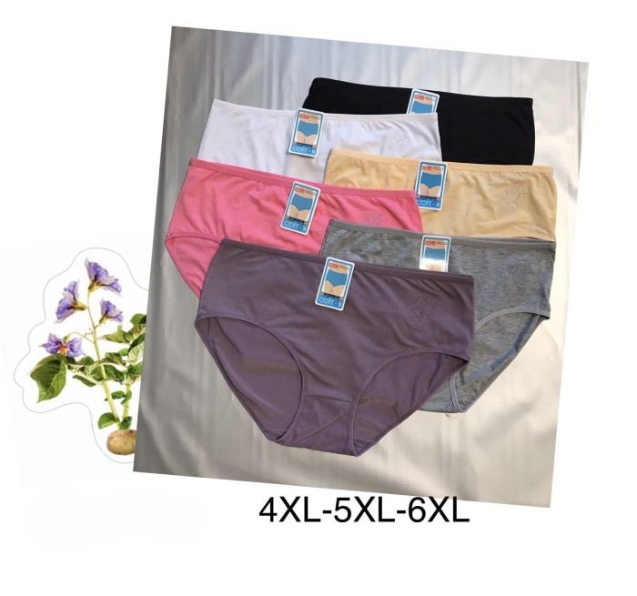 Жіночі труси "Sola Cotton" 8001 cotton, р. 4ХL,, 5ХL, 6ХL -(52-54, 54-56, 56-58) -асорті -(Однотонні +збоку вишита квіточка) -уп. 12 шт
