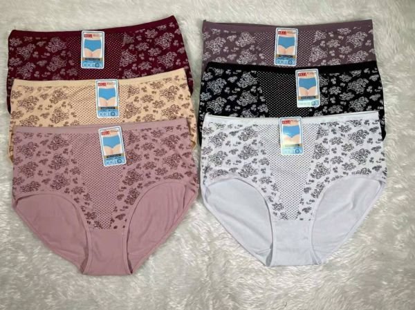 Жіночі труси "Sola Cotton" 8022 cotton, р. 5ХL, 6ХL -(48-50, 50-52) -асорті -(Однотонні +спереду вставка в дрібний горошок з боків квітковий візерунок) -уп. 12 шт