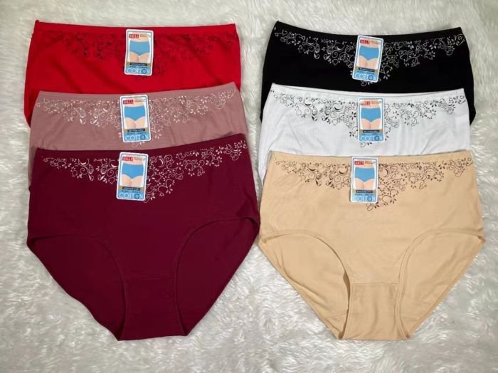 Жіночі труси "Sola Cotton" 8031 cotton, р. 5ХL, 6ХL -(48-50, 50-52) -асорті -(Однотонні +спереду під гумкою візерунок із завитків) -уп. 12 шт