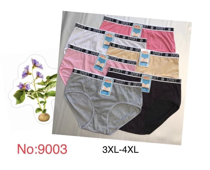 Жіночі труси "Sola Cotton" 9003 cotton, р. 3ХL, 4ХL -(46-48, 48-50) -асорті -(У дрібний горошок + гумка з написами) -уп. 12 шт