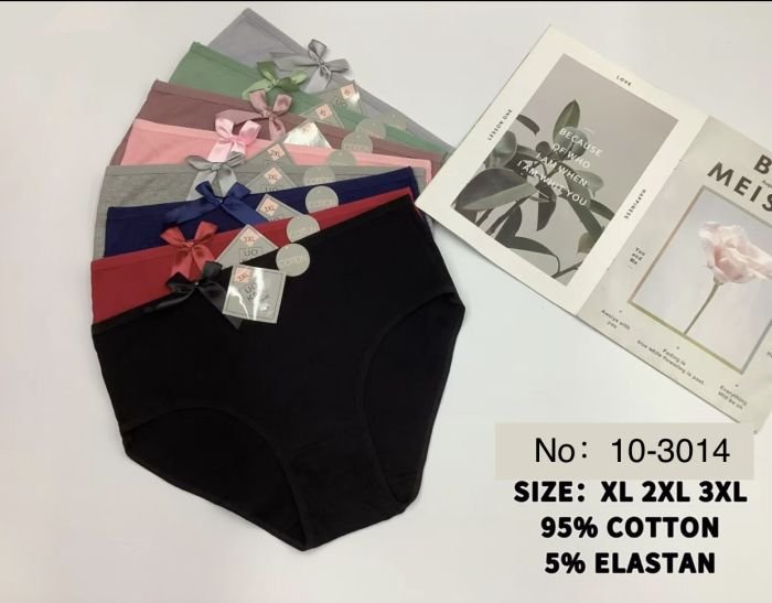 Жіночі труси "UO KАN" 10-3014 cotton, р. ХL, 2ХL, 3ХL -(48-50, 50-52, 52-54) -асорті -(Однотонні в рубчик) -уп. 12 шт