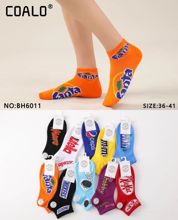 Шкарпетки "COALO" HB-6011 стрейч /cotton жіночі, р. 36-41 -(мікс назв солодощів -жін.) - уп. 10 шт