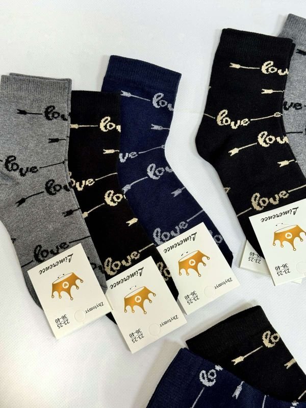 Шкарпетки Житомир "LIMERENCE" 412-19 стрейч жіночі (високі) р. 36-40 -асорті -(Стрілочки з написами Love по всій шкарпетці -стрейч)