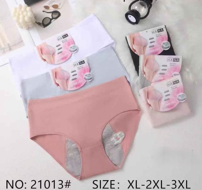 Жіночі труси "HANA" 21013 бавовняні "для критичних днів", р. XL, 2XL, 3XL -(46-48, 48-50, 50-52) -асорті -(Однотонні / гладкі) -уп. 24 шт
