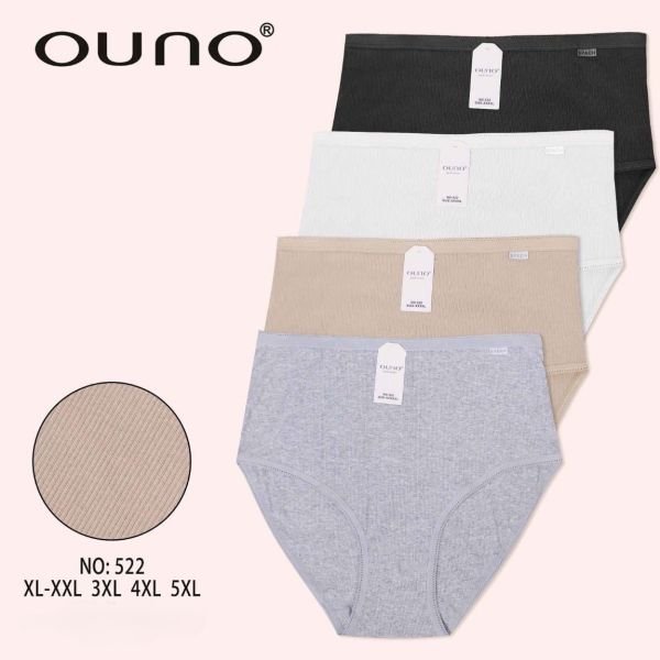 Жіночі труси "OUNO" 522 cotton, р. XL-2XL, 3ХL, 4ХL, 5ХL -(48-50, 50-52, 52-54, 54-56) -асорті -(Однотонні в тонкий рубчик) -уп. 24 шт