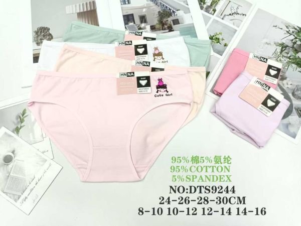 Труси дитячі "HNNA" DTS-9244 дівчинка cotton, р. 8-10, 10-12, 12-14, 14-16 -асорті -(Однотонні +збоку дівчинка і написи) -уп. мікс 12 шт